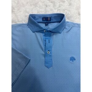 Stitch Golf Mens Makai Golf Club Hawaii Polo Shirt Blue Geometric Stretch M/L